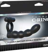 Fantasy C-Ringz Posable Partner Double Penetrator - Black - Varta Mayoreo
