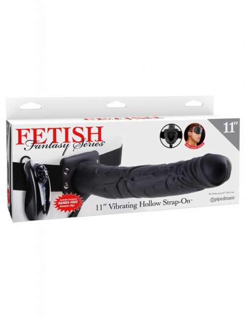 Fetish Fantasy Series 11″ Vibrating Hollow Strap-On – Black – Varta Mayoreo