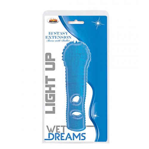 Wet Dreams Ecstasy Extension Light Up Sleeve with Bullet, Blue