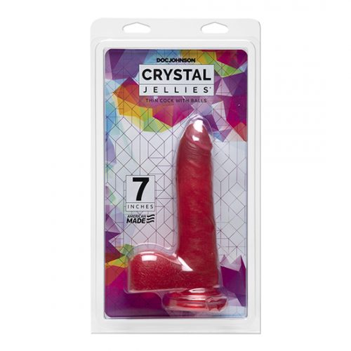 Crystal Jellies – 7″ Thin Cock With Balls – Pink_1