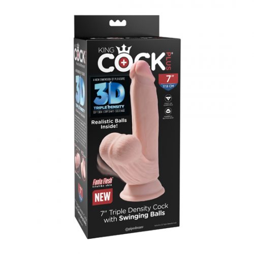 King Cock Plus 7 Triple Density Cock With Swinging Balls – Light_1