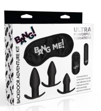BG BackdoorAdventure 3pc Butt Plug Set, Bullet, & Blindfold Kit-Black