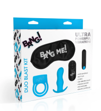 BG Duo Blast C-Ring, Butt Plug, Bullet, & Blindfold Kit - Blue