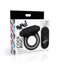 BG Silicone Cock Ring & Bullet w/ Remote Control - Black