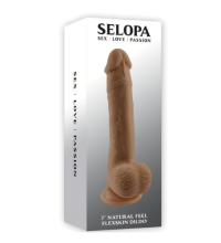 7" Natural Feel Flexskin Dildo Dark