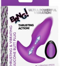 BG Thrusting & Vibrating Silicone Butt Plug - Purple