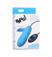 BG 7X Pulsing Rechargeable Silicone Bullet - Blue