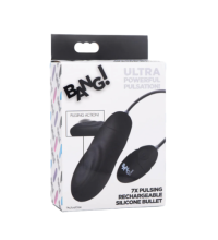 BG 7X Pulsing Rechargeable Silicone Bullet - Black