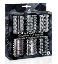 The 9's, Crystalline TPR Cock Sleeves, 6 Pack, Clear