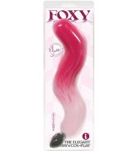 Foxy, Silicone Fox Tail, Butt Plug, Pink Gradient