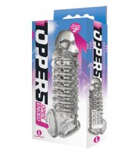The 9's,Toppers Open Ended, Ribbed and Nubbed Penis Extender, Clear