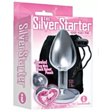 The 9's, The Silver Starter, Bejeweled Heart Stainless Steel Plug, Pink