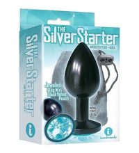The 9's, The Silver Starter, Bejeweled Annodized Stainless Steel Plug, Aqua
