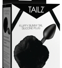 TZ Fluffy Bunny Tail Silicone Plug - Black