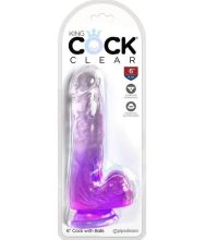 King Cock Clear 6" with Balls - Purple